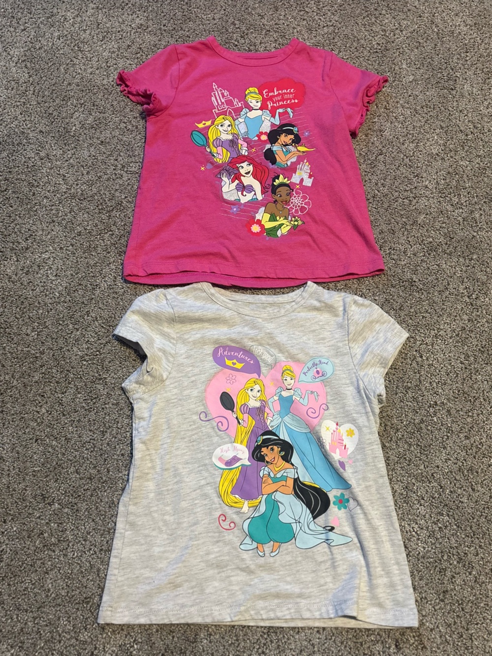 Disney Princess Girls' Tees in Gray & Bright Pink